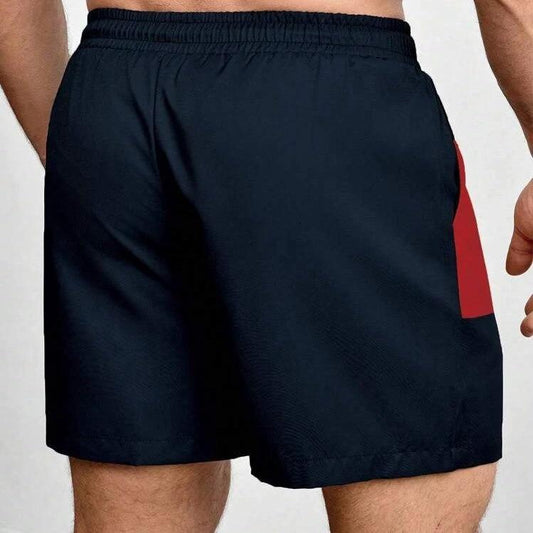 Printed Drawstring Waist Diagonal Pocket Casual Shorts For Men by GJG Denim