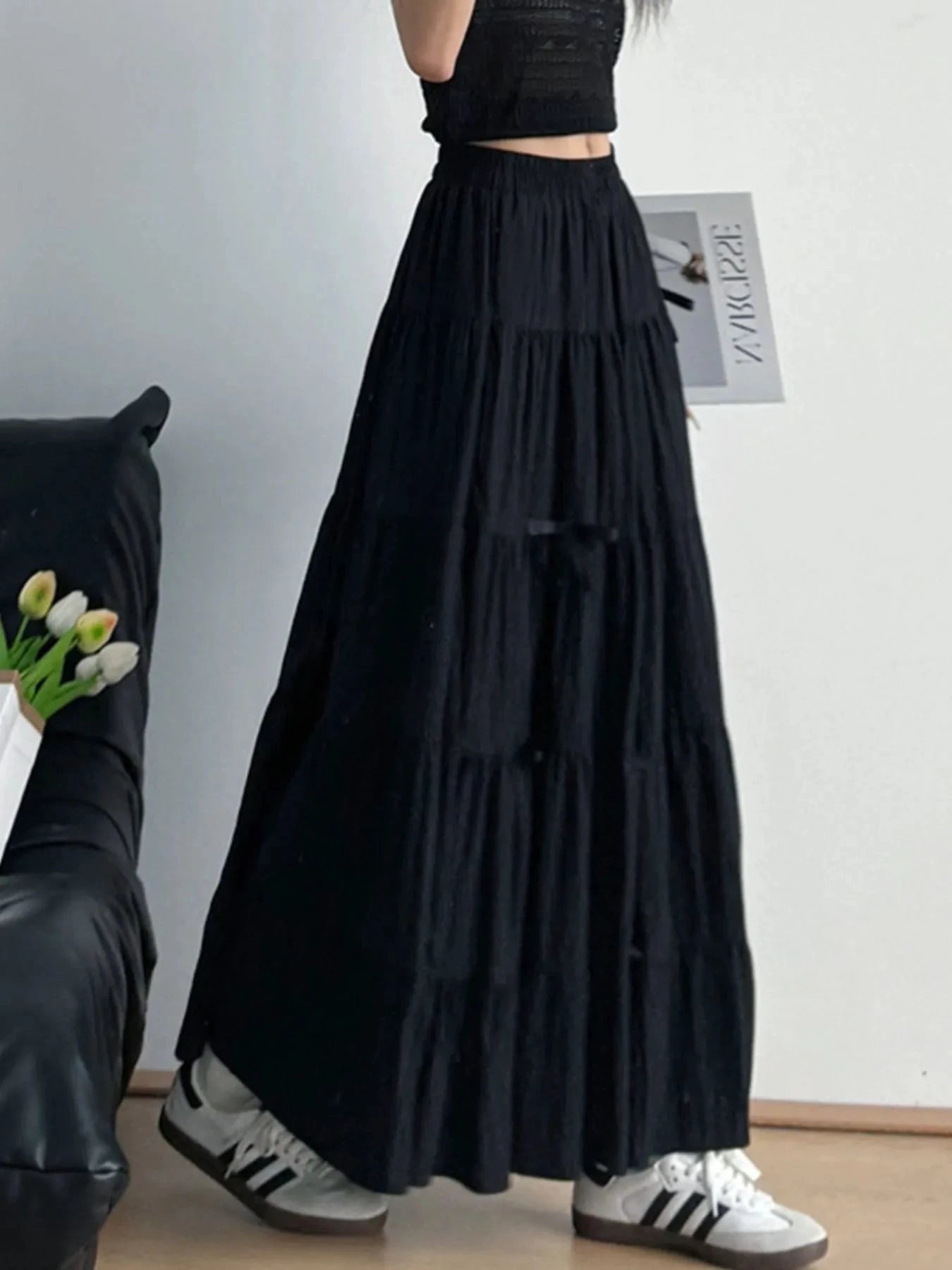 Tiered Elastic Waist Maxi Skirt by Lady Ros