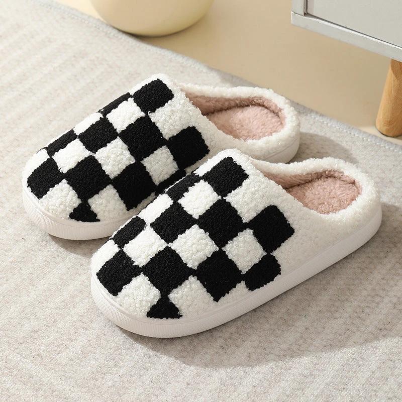 Men's Checkerboard Print Slippers by GJG Denim