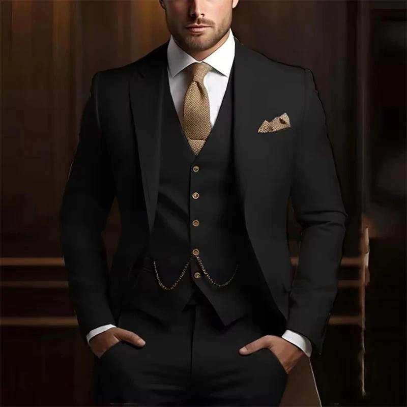 Men's High-grade Gentleman Temperament Slim Three-piece Suit by GJG Denim