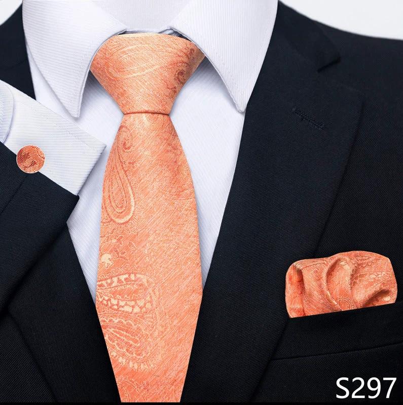 Men's Creative All-match Business Formal Wear Tie Scarf Cufflink Set by GJG Denim
