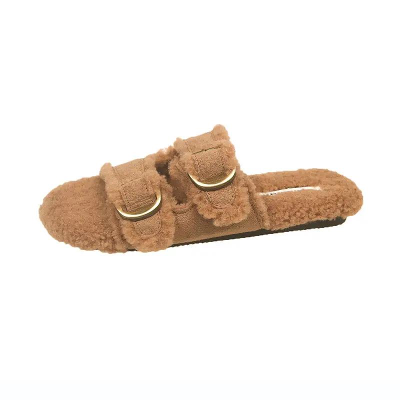 Flat Soled Lambswool Birkie Slippers For Women by GJG Denim