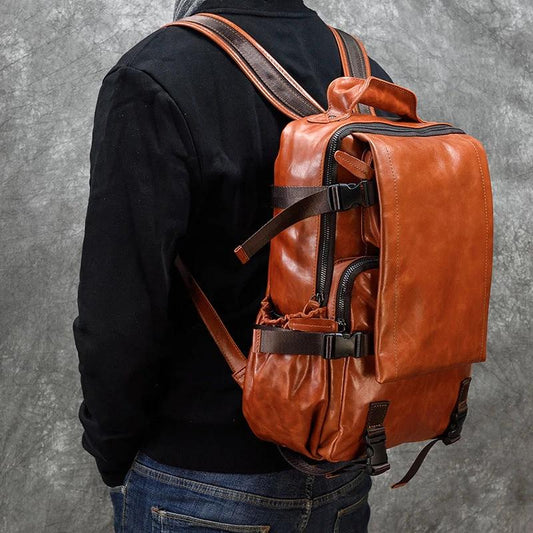 Men's Cowhide Flip Shoulder Large Capacity Computer Bag by GJG Denim