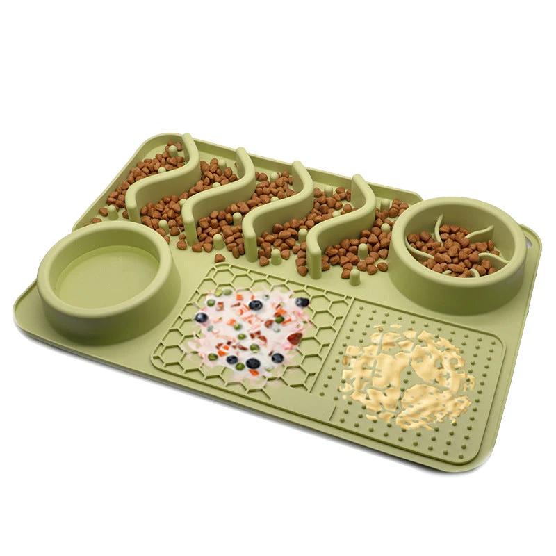Dog Silicone Licking Pad Pet Licking Mat Silicone Smelling Mat Multifunctional Food Bowl Pets Supplies by GJG Denim