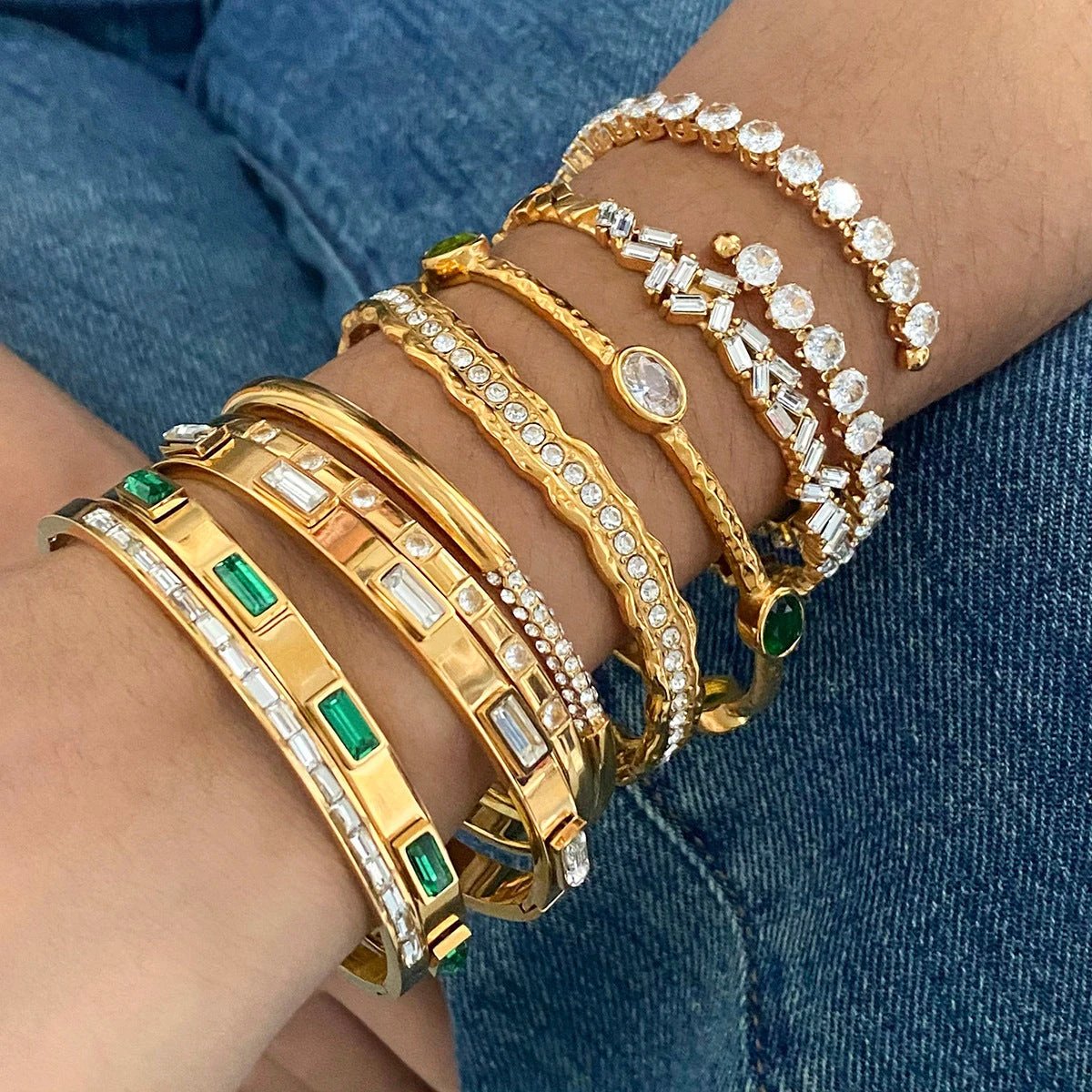 European And American Stainless Steel Zircon Bracelet High Sense by GJG Denim