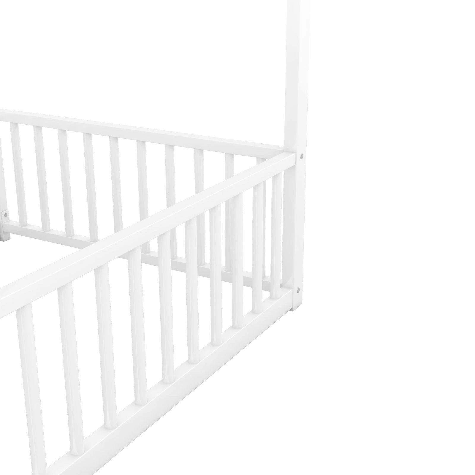 Metal Twin Size House Platform Beds, Two Shared Beds, White by GJG Denim
