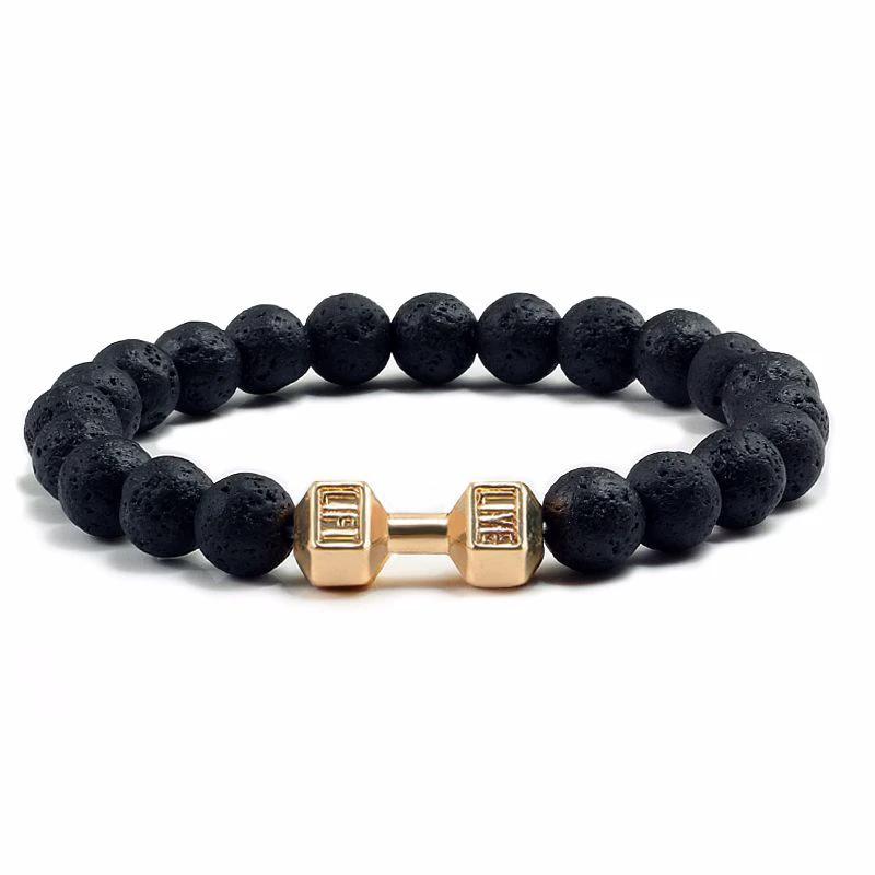 Natural Volcanic Stone Beads Bracelets Black Lava For Men by GJG Denim