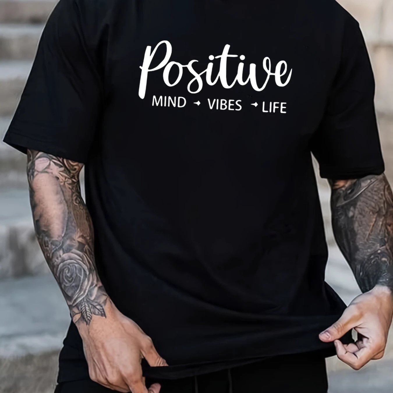 Men's T-shirt, Front Printed T-shirt, Summer, Spring, Autumn Casual Short Sleeved T-shirt, Top As A Gift by GJG Denim