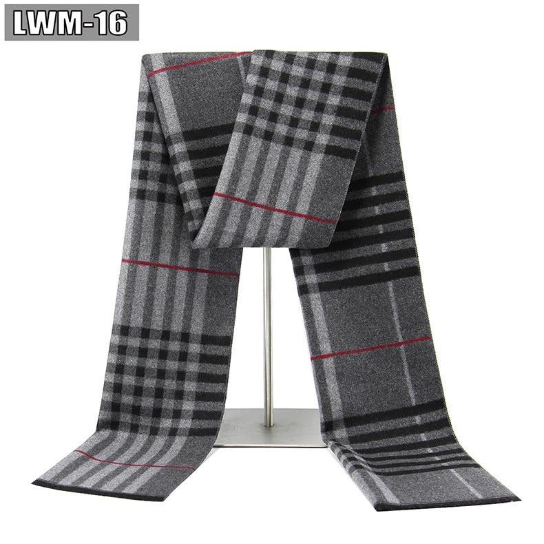 Men's Cashmere Autumn And Winter Business Plaid Scarf by GJG Denim