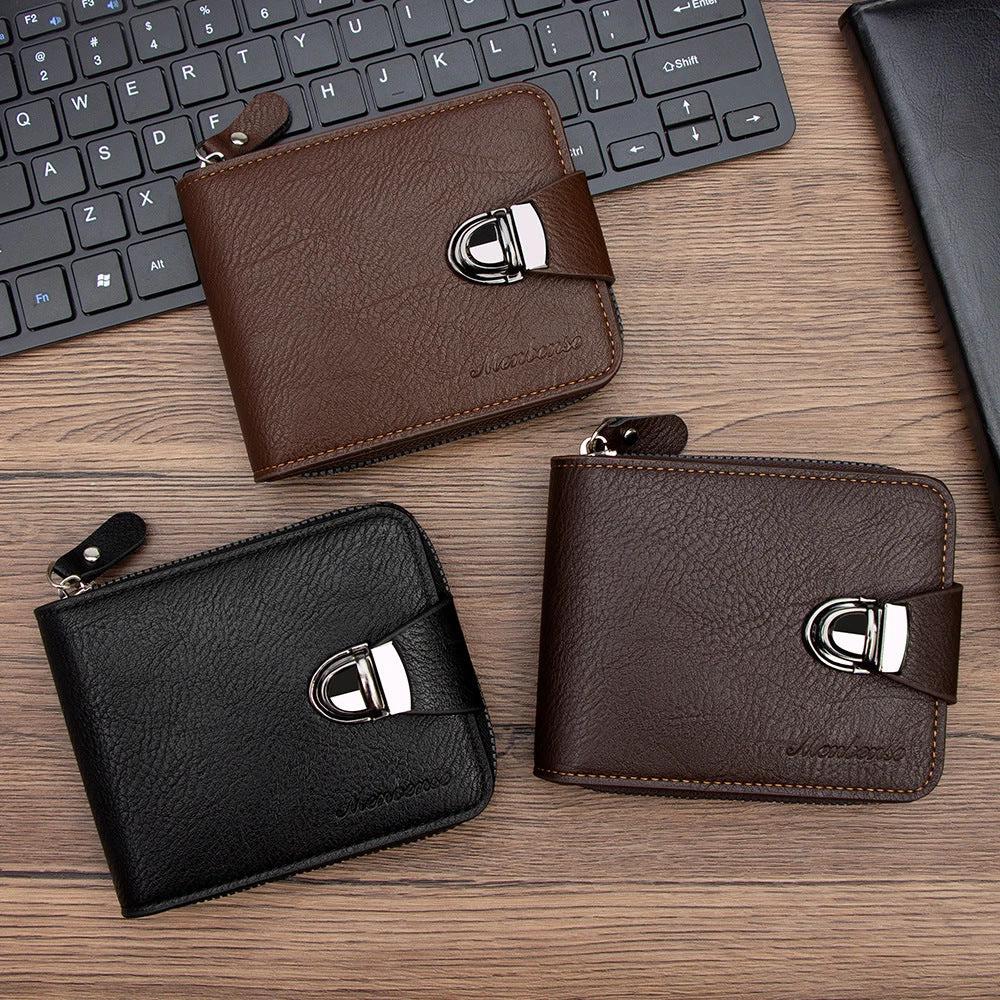 Multifunctional Multiple Card Slots Zipper Wallet For Men by GJG Denim