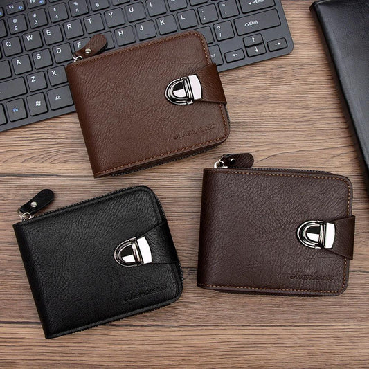 Multifunctional Multiple Card Slots Zipper Wallet For Men by GJG Denim