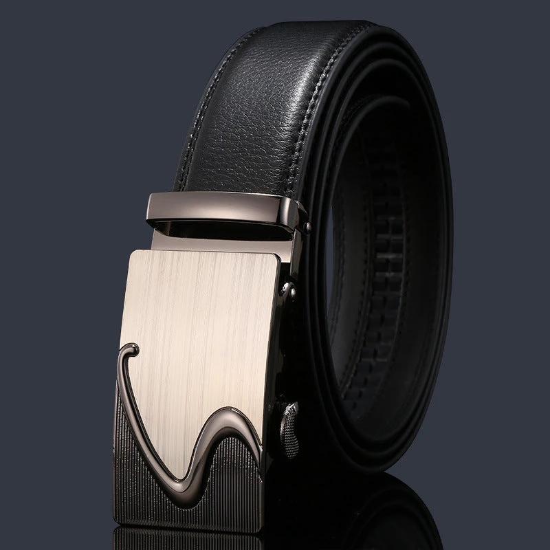 Men's Genuine Leather Belt With Automatic Buckle by GJG Denim