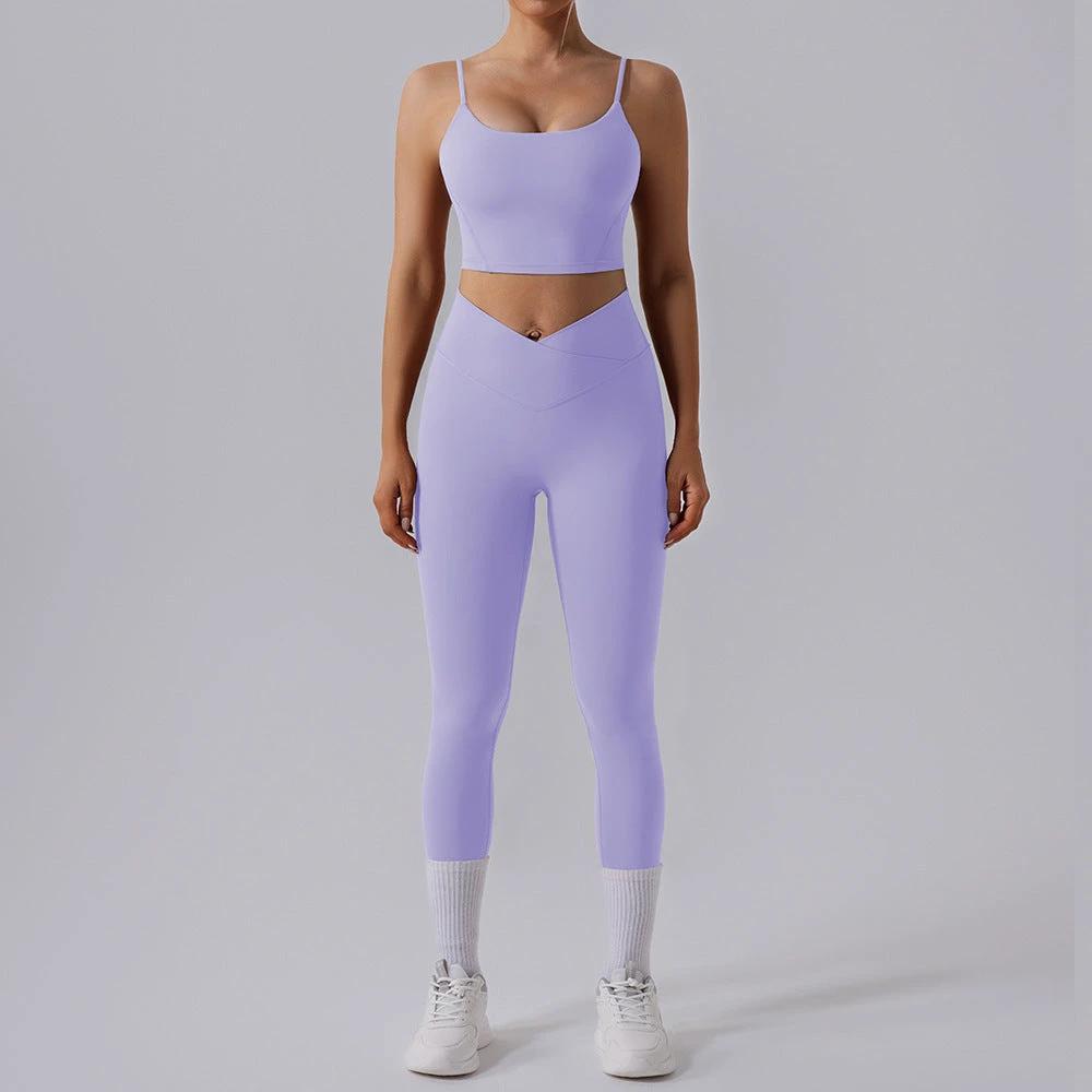 High Waist Tight Yoga Workout Clothes Sports Suit Women by GJG Denim