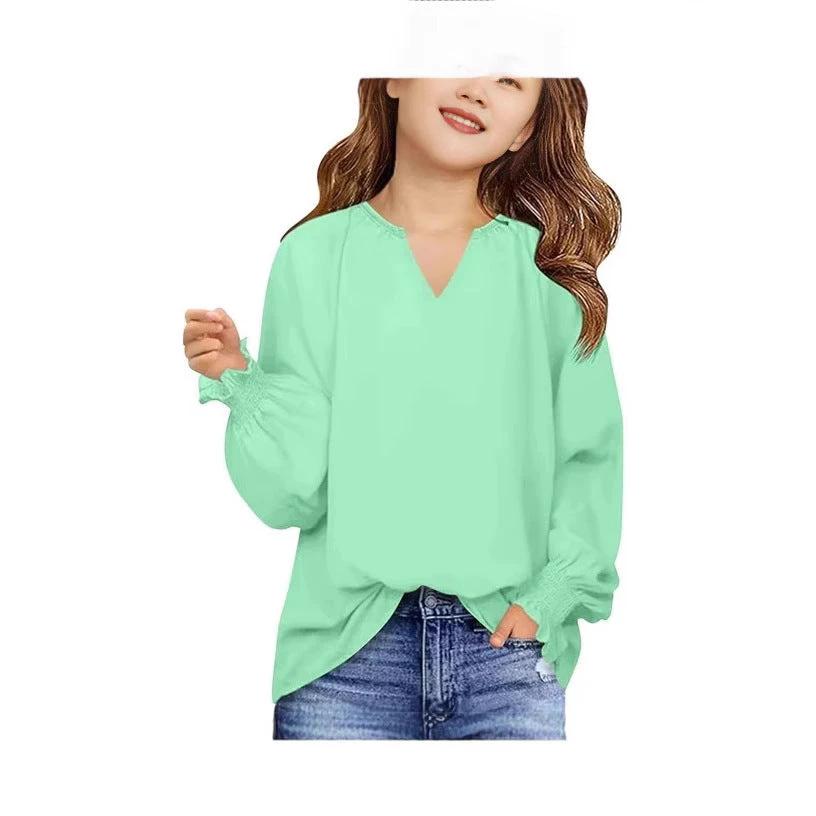 New Loose-fitting Solid Color Long Sleeves Children's Clothing Shirt by GJG Denim