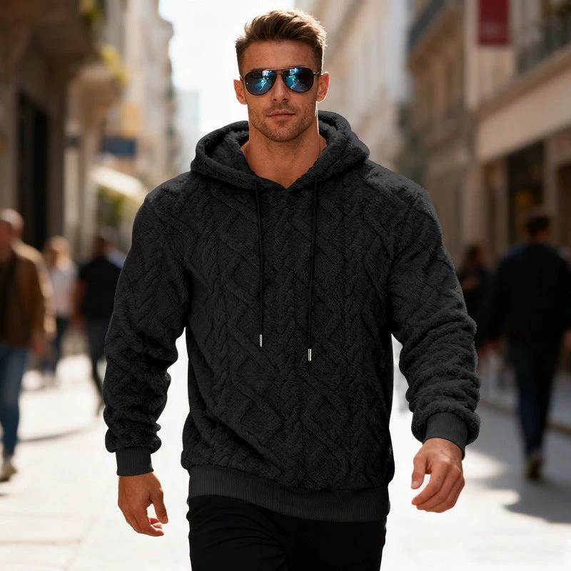 Men's Casual Heavy Double-sided Loose Pullover Hoodie by GJG Denim