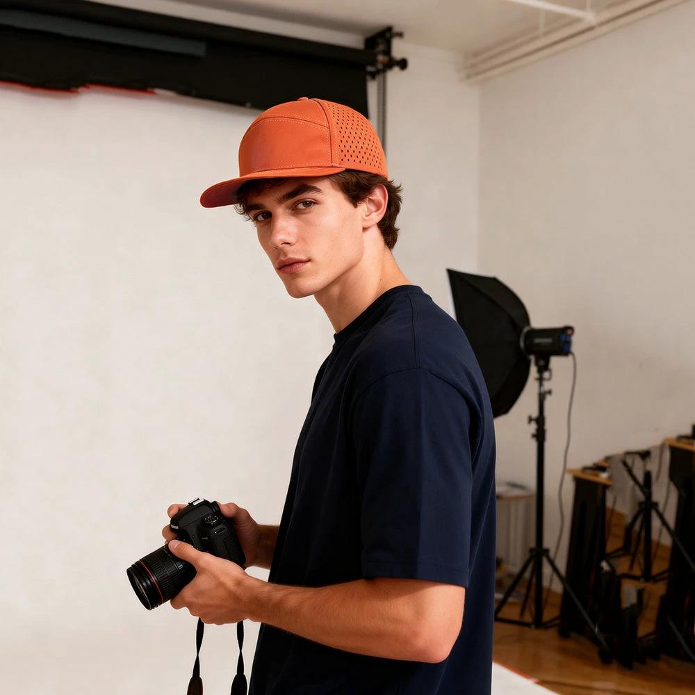 Men's Solid-color, Patchwork Mesh Baseball Cap by GJG Denim