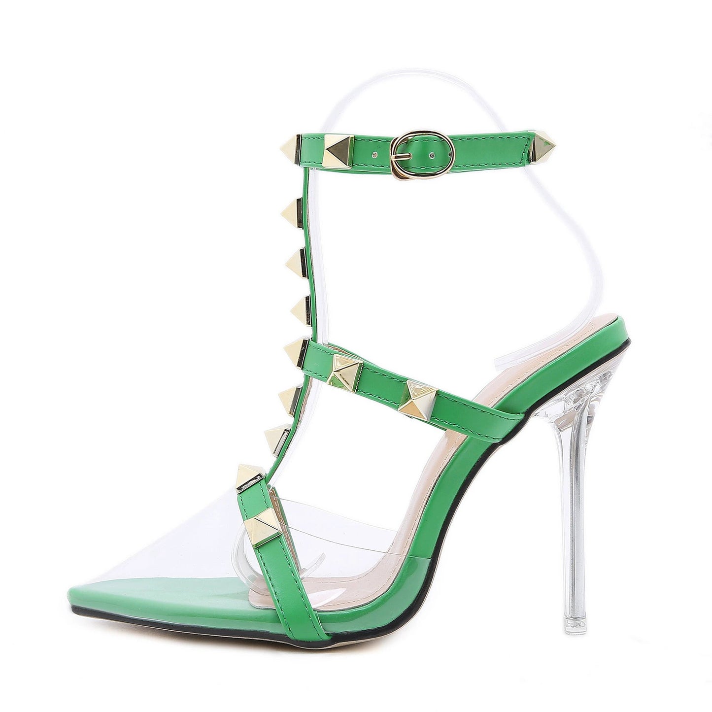 Transparent Super High Heel Pointed Back High Heels by GJG Denim
