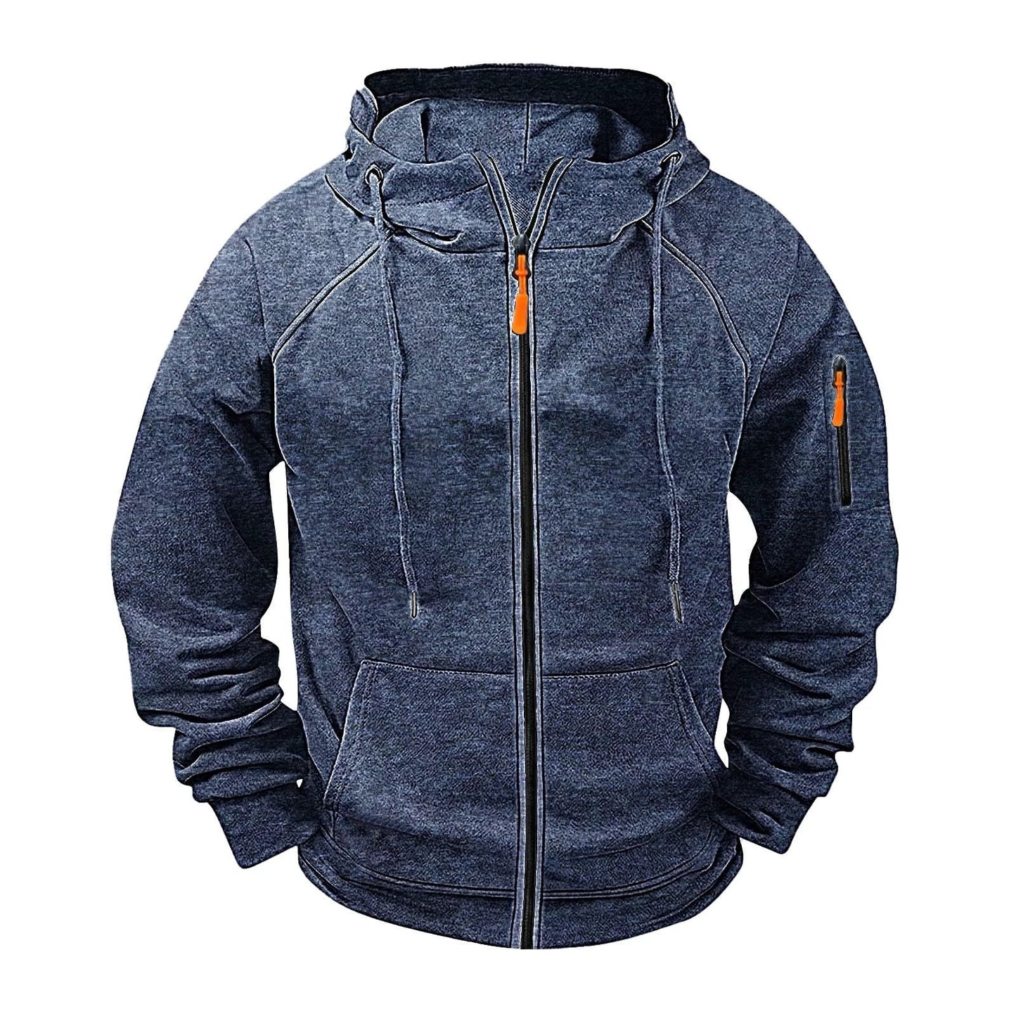 Men's Loose Leisure Hooded Zip-up Sweater by GJG Denim