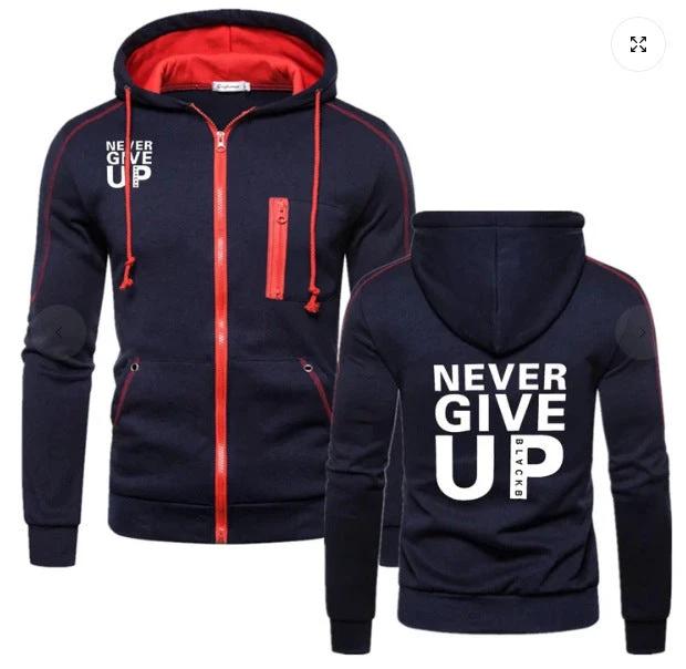 Men's "Never Give Up" Hoodies by GJG Denim