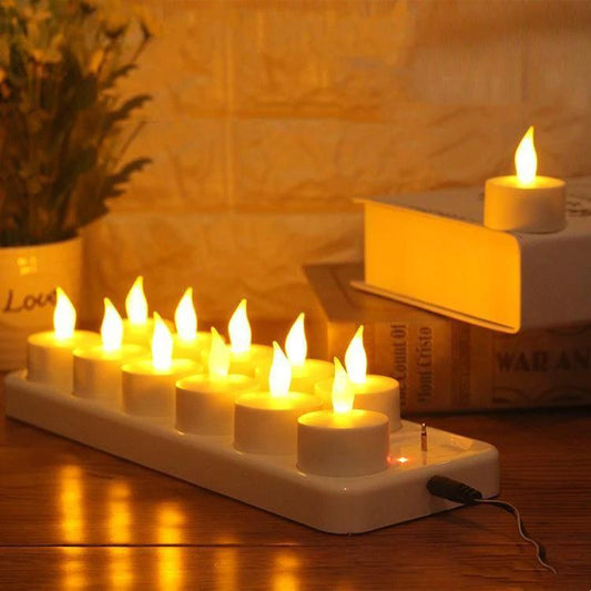 12 LED Rechargeable Electronic Candles by GJG Denim