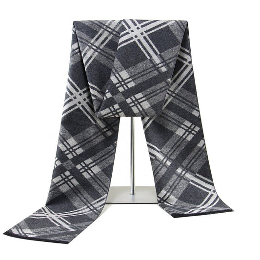 Men's Cashmere Autumn And Winter Business Plaid Scarf by GJG Denim