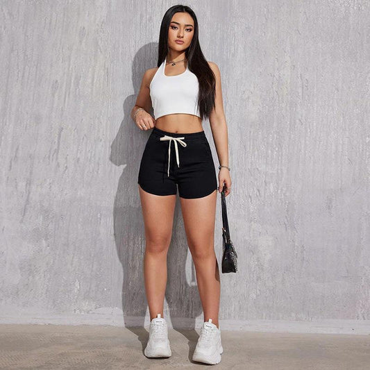 Plus Size A- Line Drawstring Denim Shorts For Women by GJG Denim
