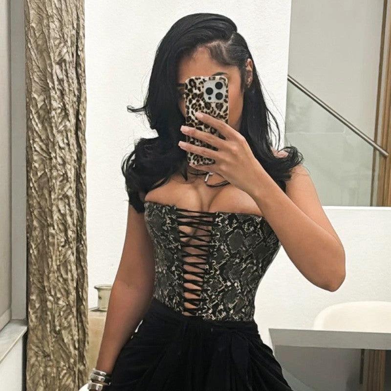 Women's Fashion Polyester Corset Top by GJG Denim