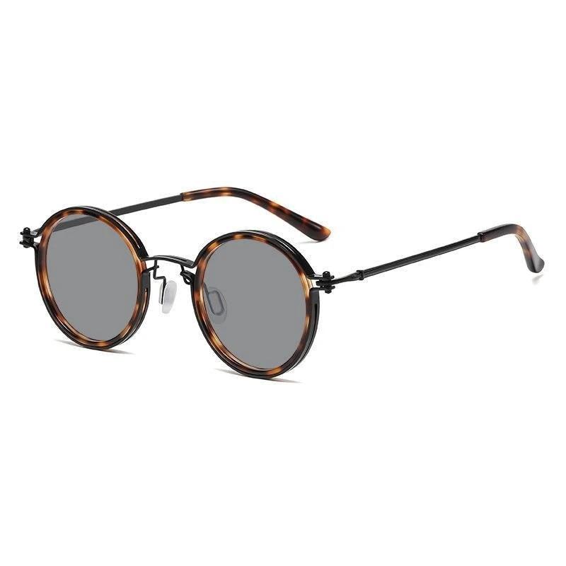 Mens Round-Frame Punk-Style Metal Sunglasses by GJG Denim