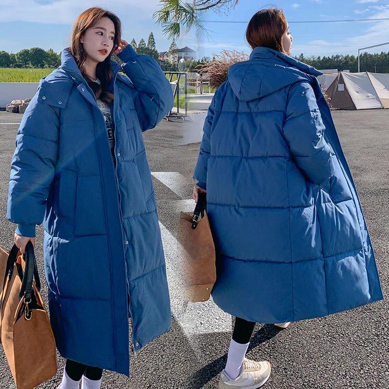 Loose Mid-length Puffer Down Jacket For Women by GJG Denim