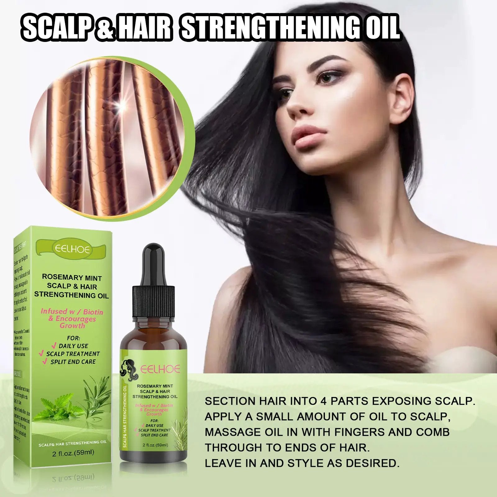 Rosemary Mint Hair Growth Fluid Scalp Massage by GJG Denim