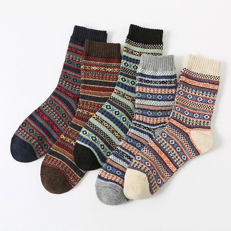 Retro Large Square Wool Socks For Men by GJG Denim