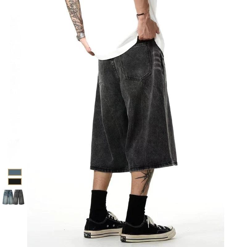 Summer New Denim Shorts Men's Casual Straight Loose by GJG Denim