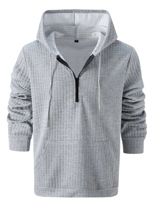 Men's Jacquard Solid-Color Casual Hoodie by GJG Denim