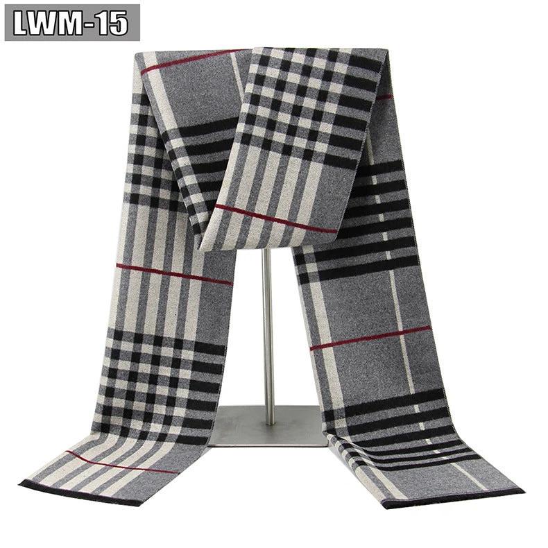 Men's Cashmere Autumn And Winter Business Plaid Scarf by GJG Denim