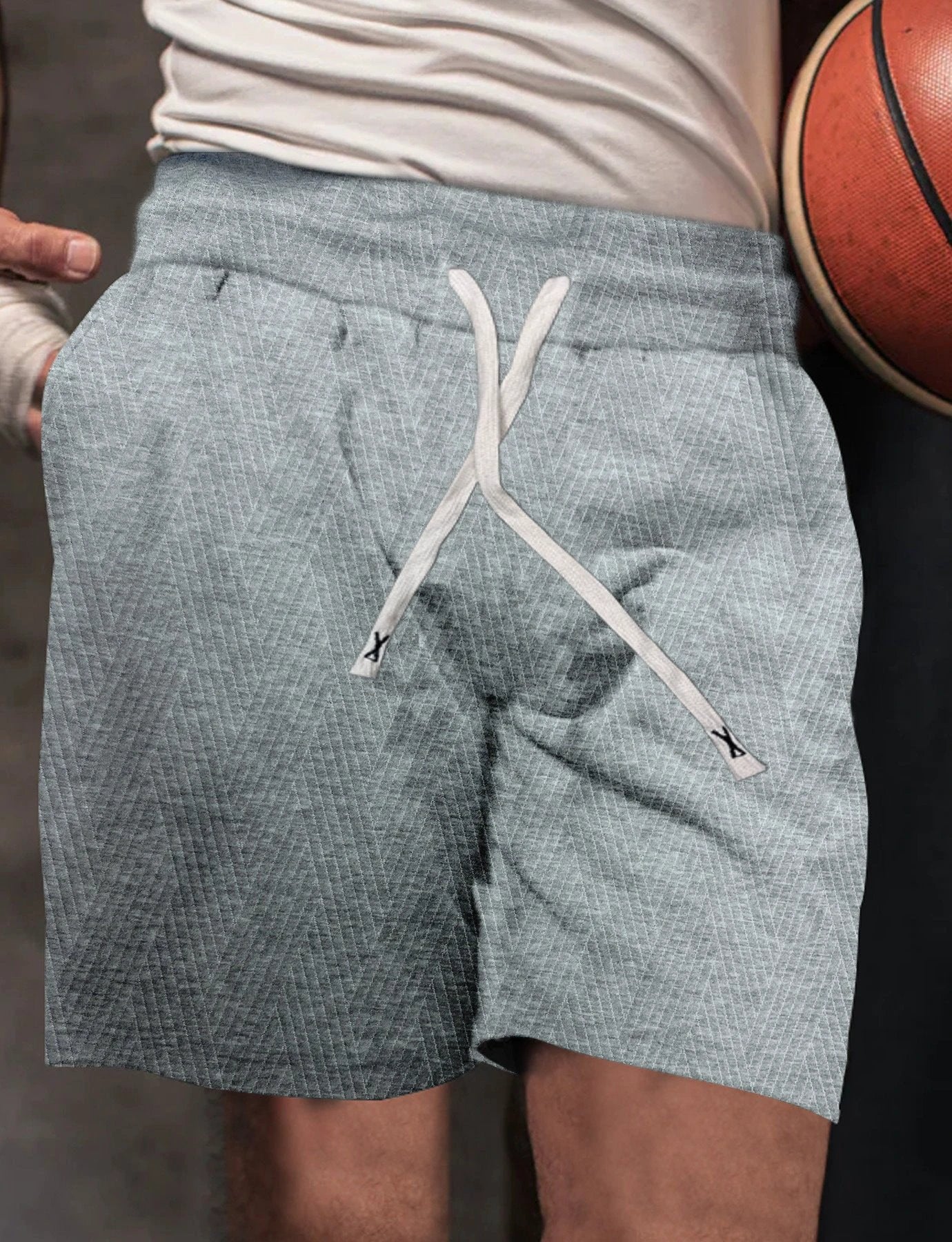 Men's Drawstring Loose Brushed Skin-friendly Casual Sports Shorts by GJG Denim