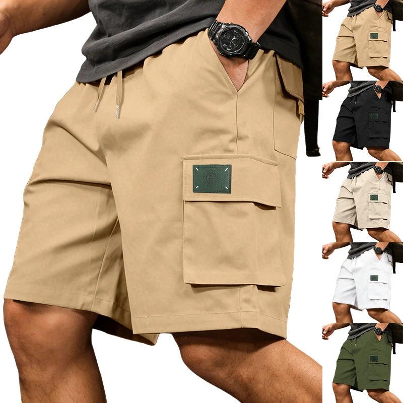 Men's Loose Elastic Casual Multi Pocket Shorts by GJG Denim