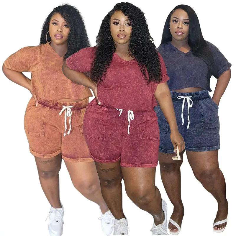Women's Short Lace-Up Casual Shorts Set by GJG Denim