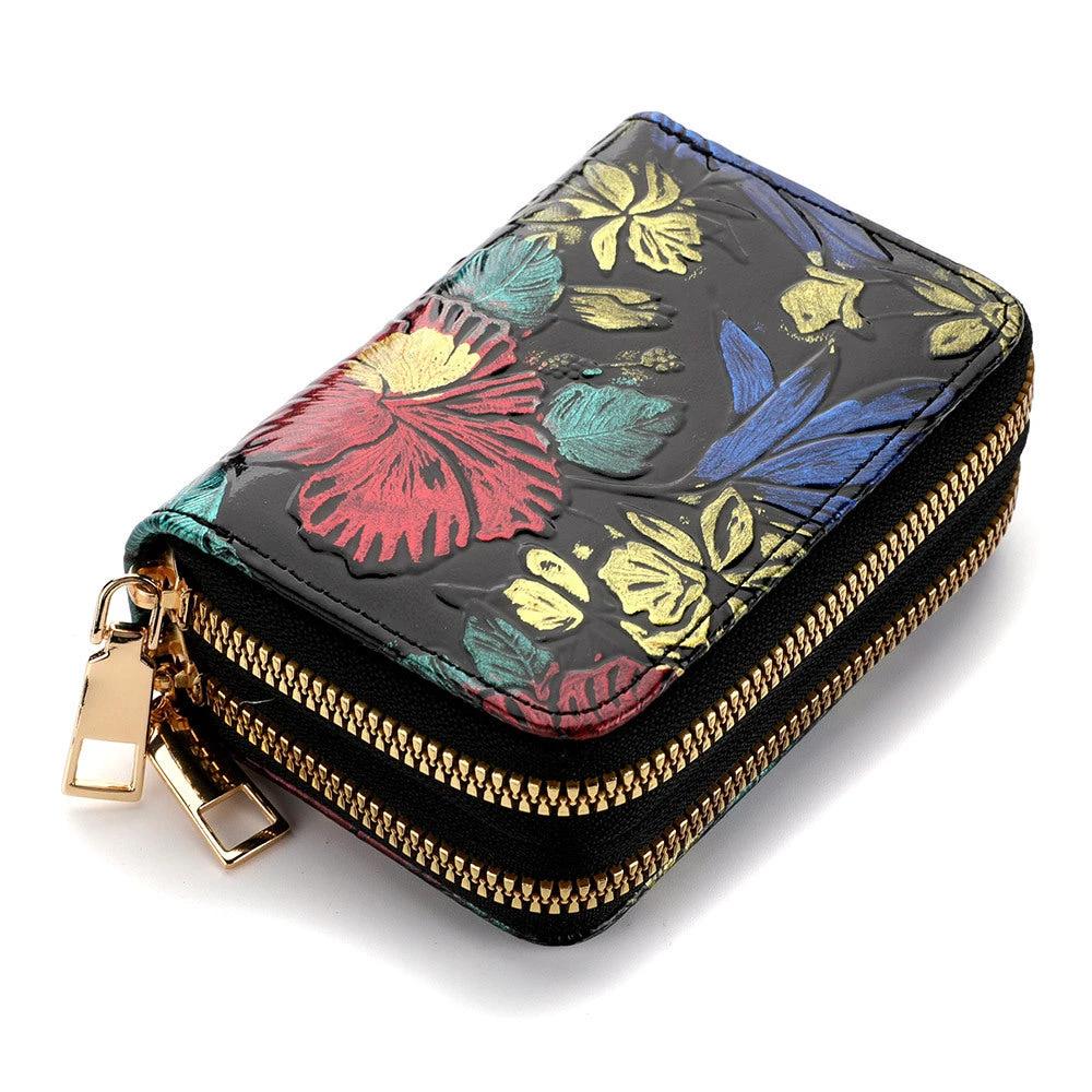 Women's Multiple Card Slots Hand-painted Wallet Double Layer by GJG Denim