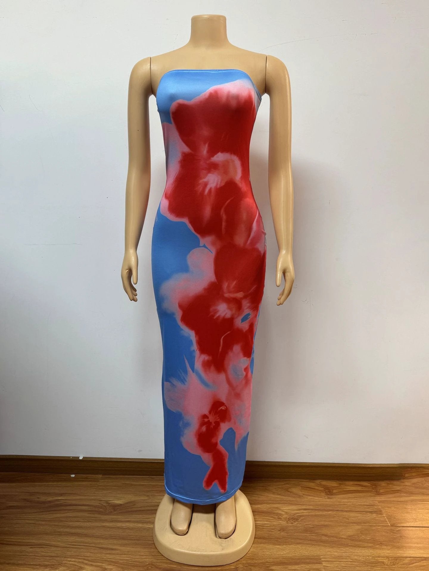 Contrast Color Floral Sexy Tube Top Dress by GJG Denim