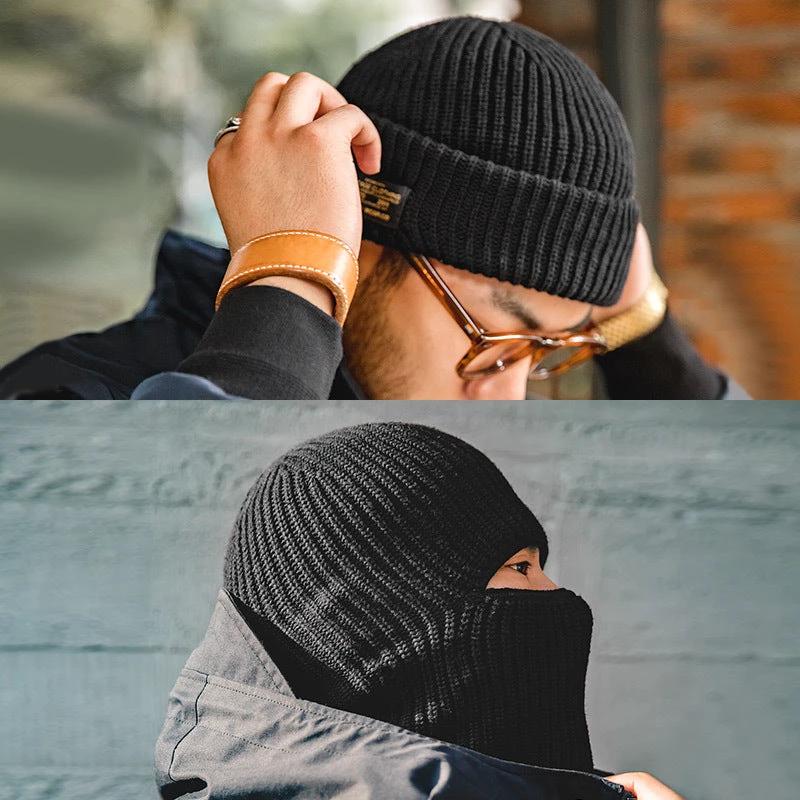 Vintage Knitted Melon Skin Warm Beanie by GJG Denim