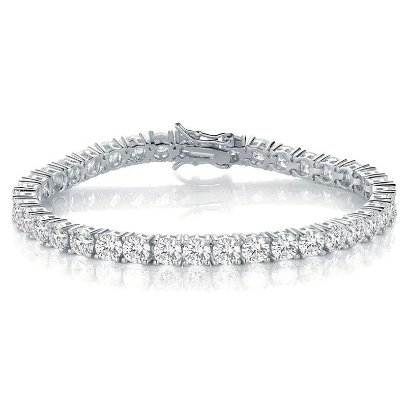 Classic 18K Gold Electroplated Zircon High-grade Tennis Full Diamond like Bracelet by GJG Denim