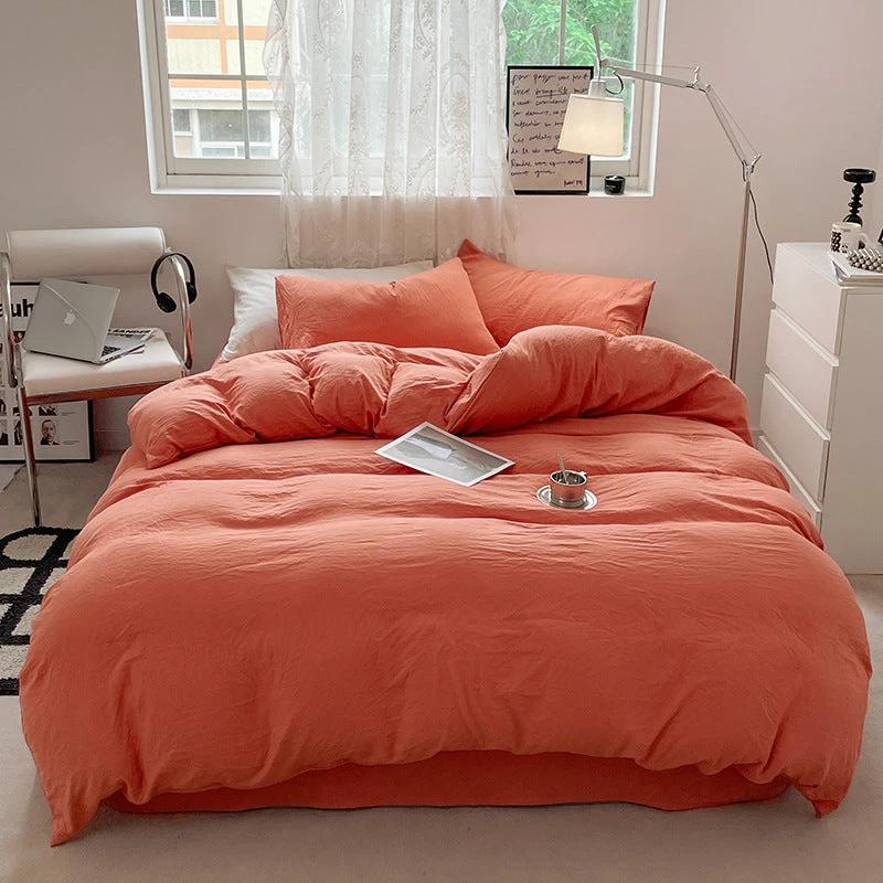 Solid Color Super Soft Washed Cotton Duvet Cover Four-piece Set by GJG Denim