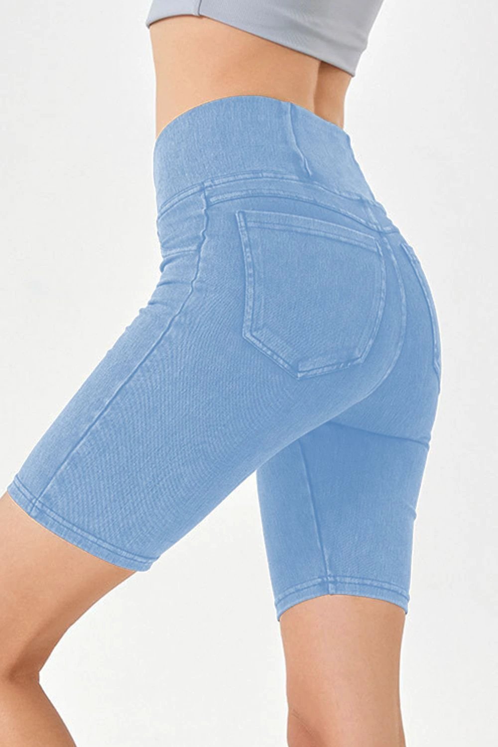 Basic Bae Asymmetrical Waist Denim Shorts with Pockets by Lady Ros