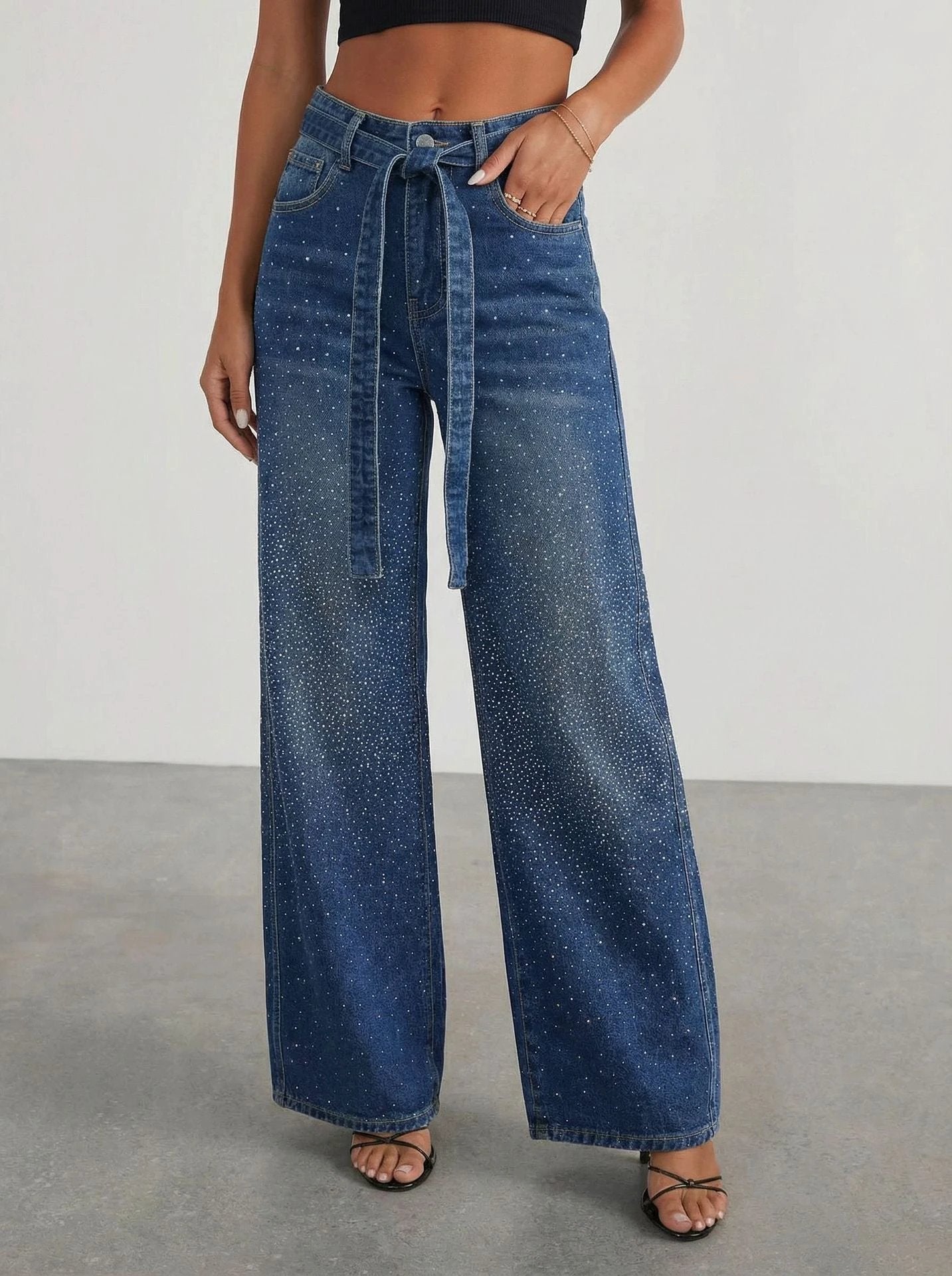 Women's Loose-fit High-waist Wide-leg Jeans by GJG Denim