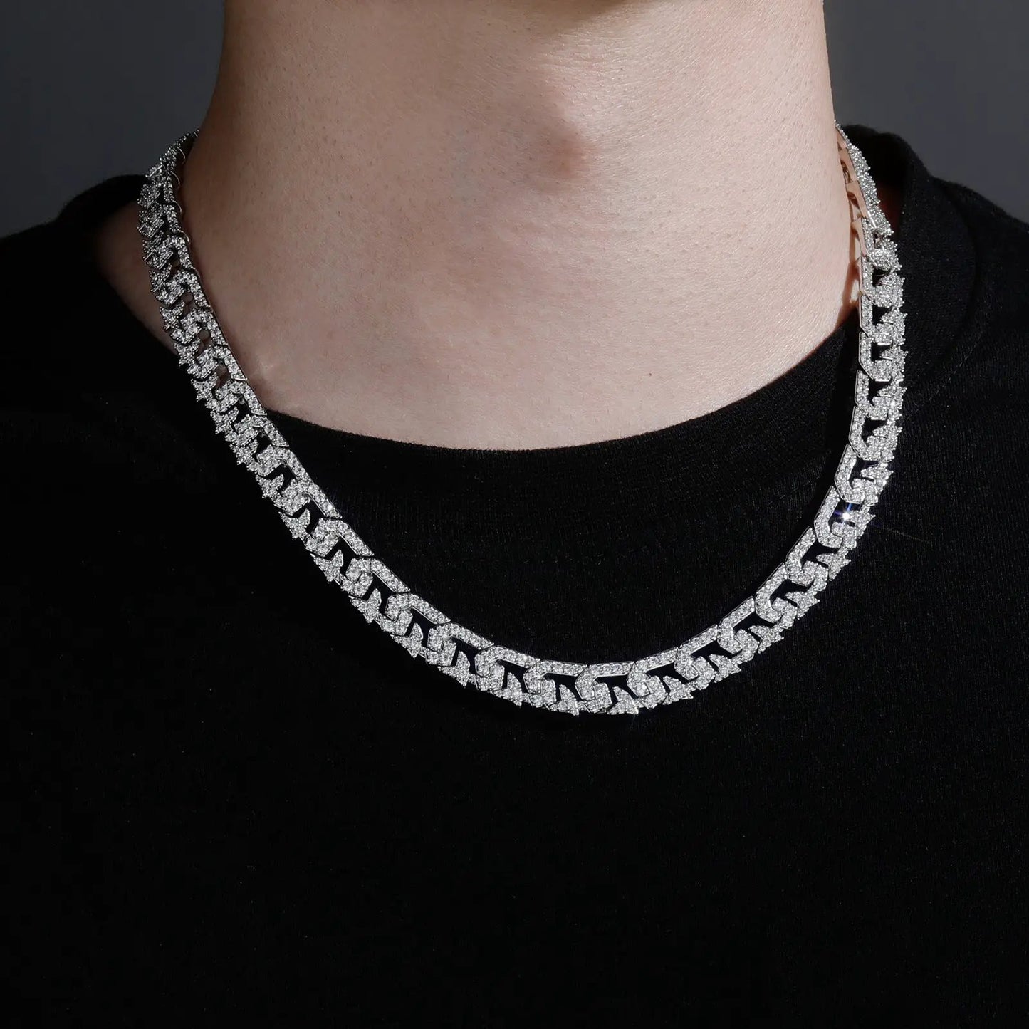 10mm Full Diamond-like Cuban Link Chain Necklace For Men by GJG Denim