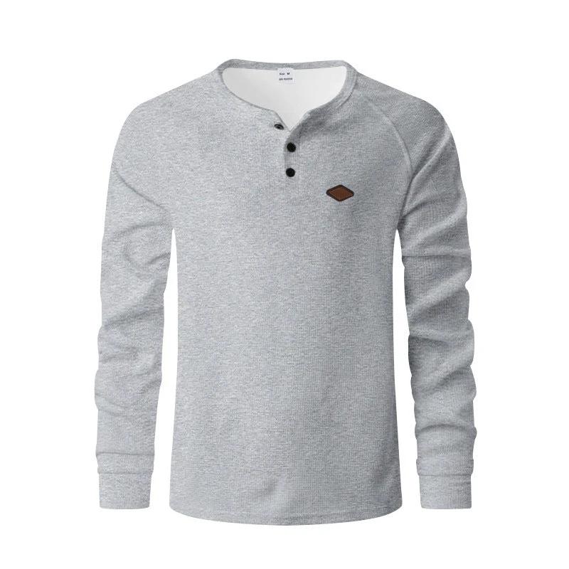 Waffle Buckle Quick-drying Raglan Henry Long Sleeve by GJG Denim