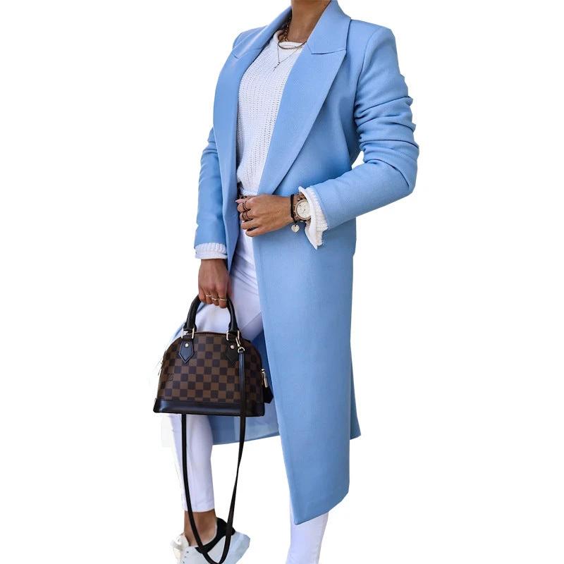 Minimalist Long Sleeve Lapel Button Split Coat by GJG Denim