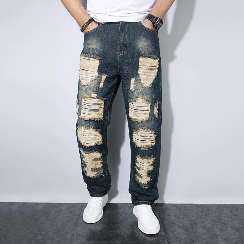 Men's Straight Wrinkle-resistant Loose Casual Jeans by GJG Denim