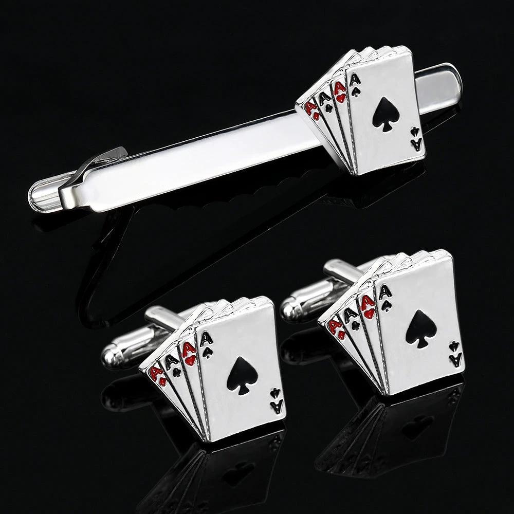 Men's Poker Cufflinks and Tie Clip by GJG Denim