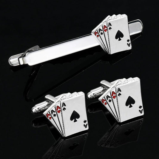 Men's Poker Cufflinks and Tie Clip by GJG Denim